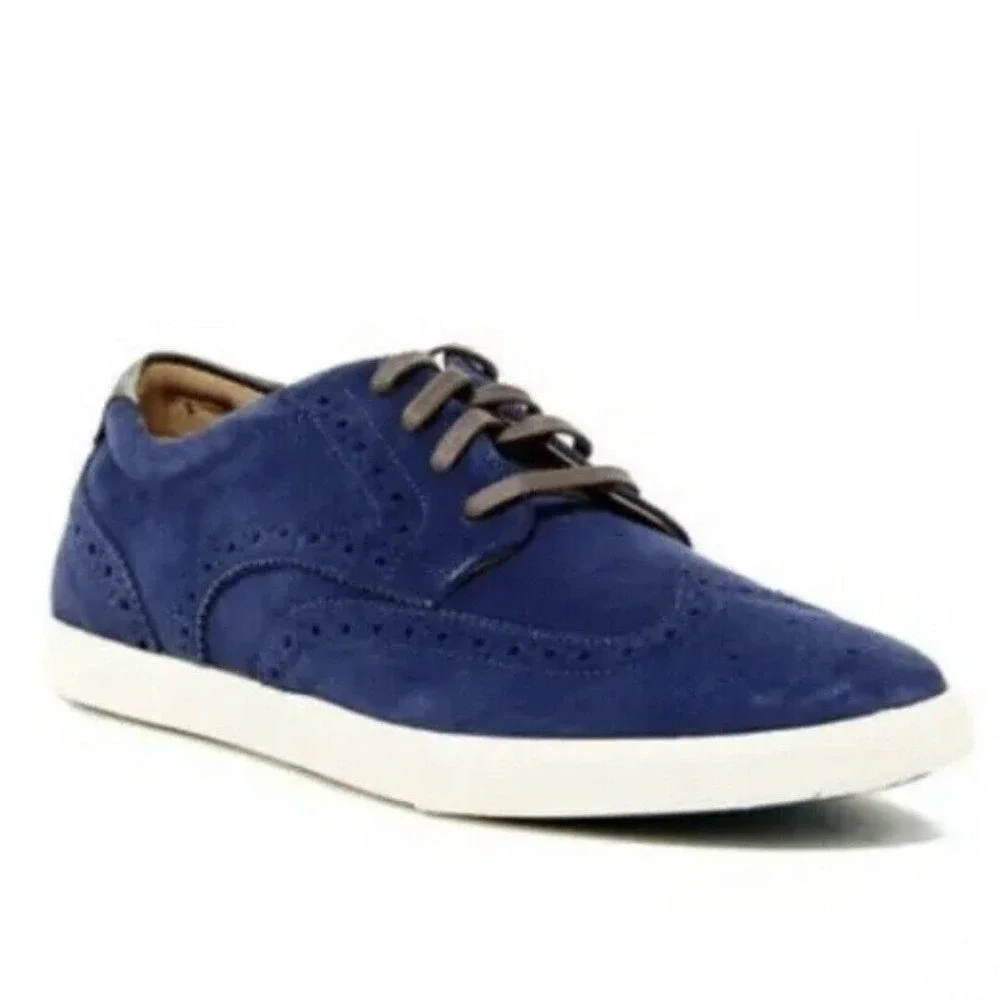 Cole Haan 11 M Navy Blue Suede Joshua Wingtip Oxford Sneaker Brogue Casual Shoes